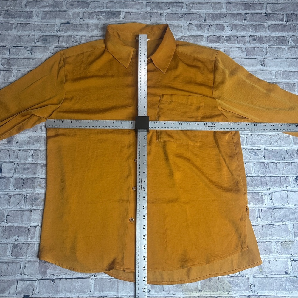 EUC Open Edit Women's Orange Button-Down Shirt Size L - Picture 12 of 13